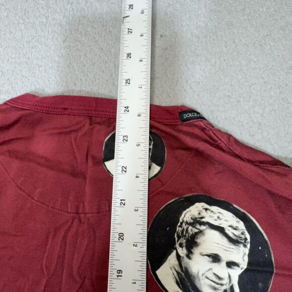 Dolce & Gabbana Shirt Womens Large 48 Red Steeve McQueen All Over Print Italy - Picture 6 of 11